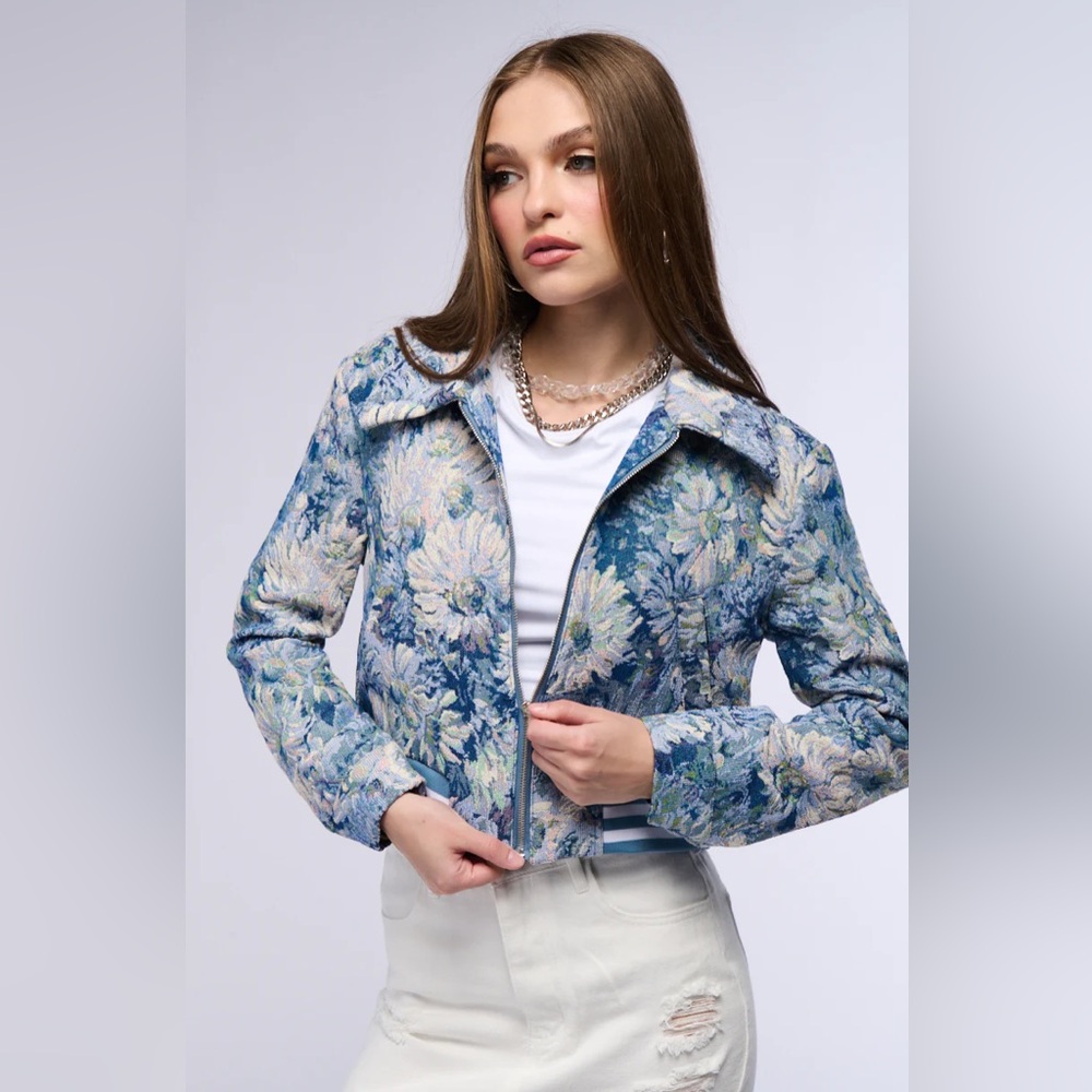 AKIRA CLOUD NINE BROCADE BOMBER. Size Small. Only worn once